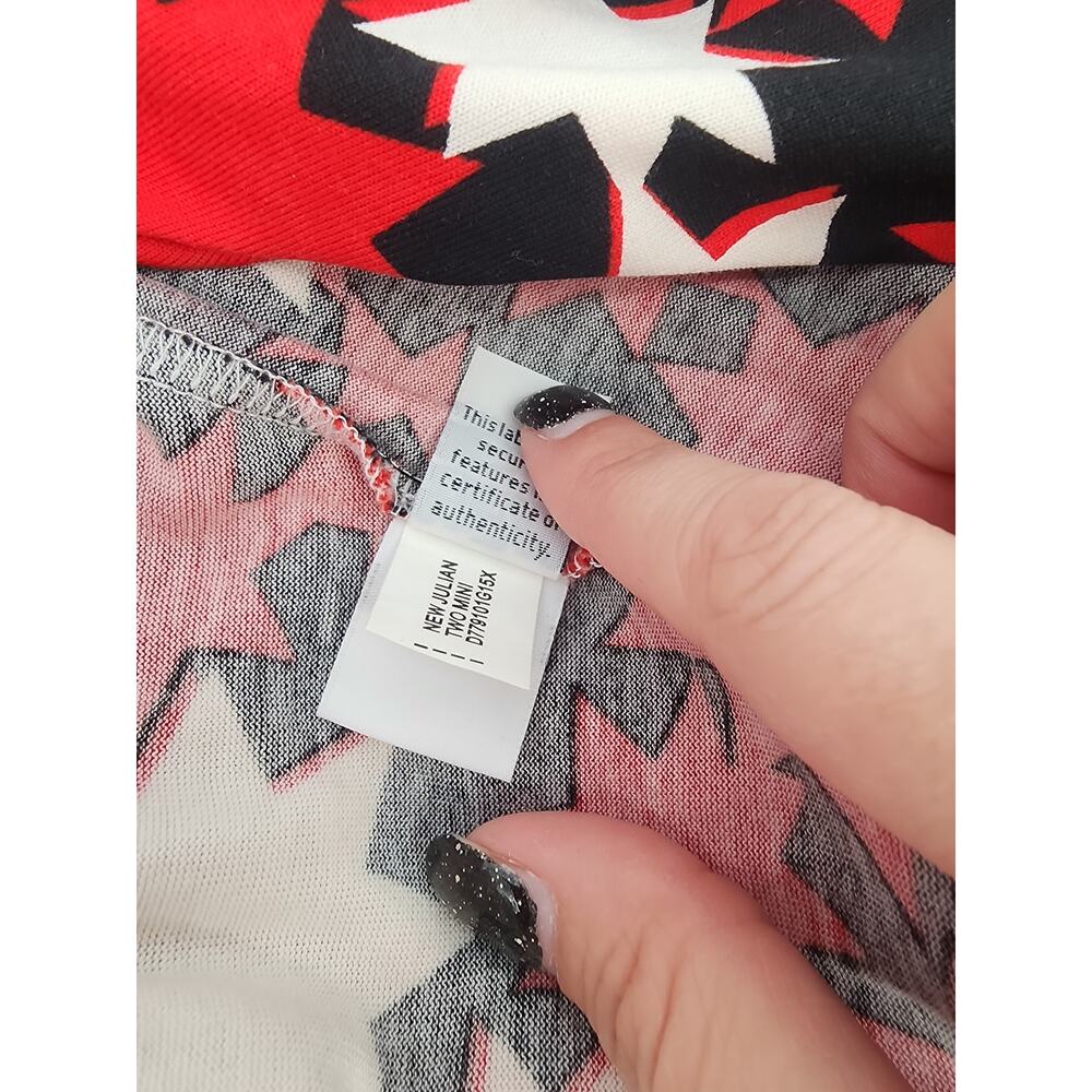 Diane Von Furstenberg Red Black White Star-Print Wrap Midi Dress - Picture 8 of 12